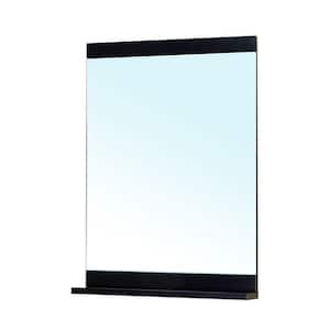 Newton 30 in. W x 34 in. H Rectangular Wood Framed Wall Mount Bathroom Vanity Mirror in Black with Shelf