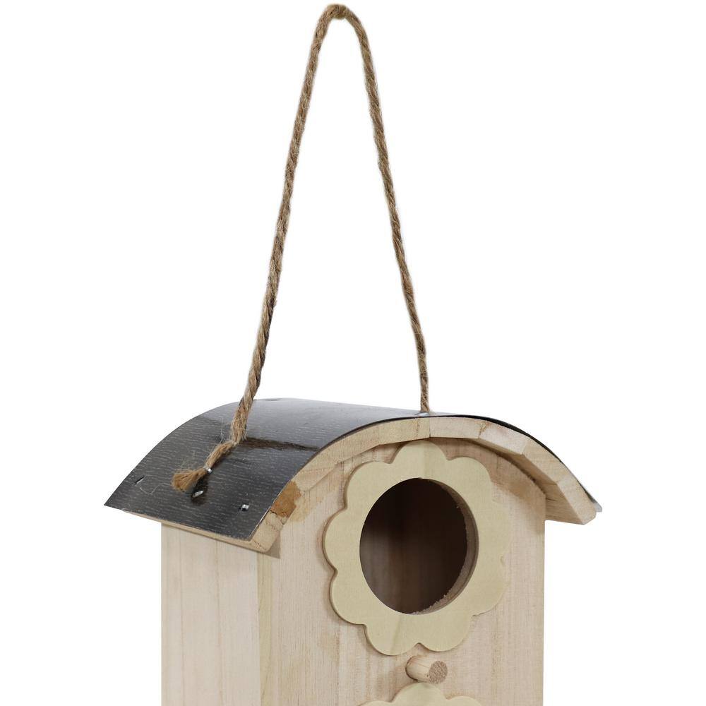 Whimsical Natural Wooden Hanging Bungalow Birdhouse