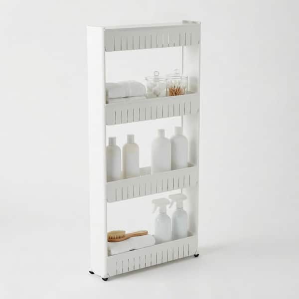 Slim Slide Out White Kitchen Cart