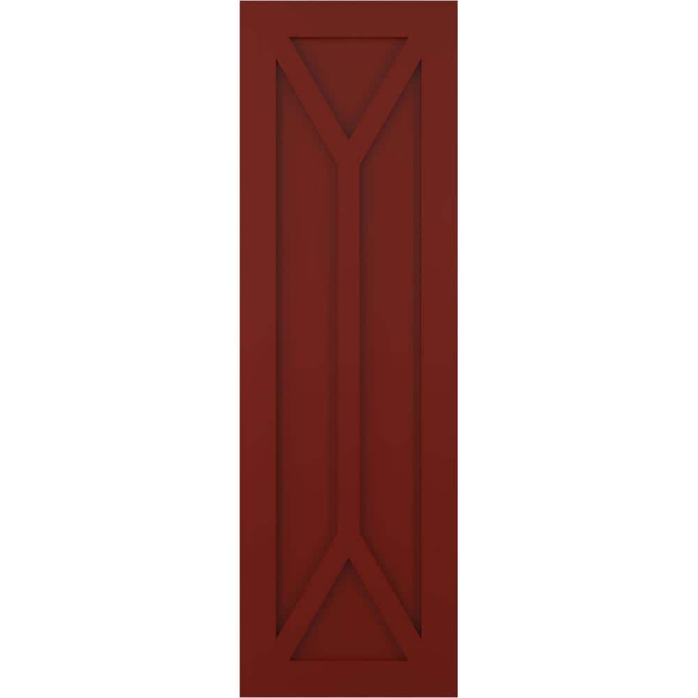 12 in. x 34 in. Flat Panel True Fit PVC San Carlos Mission Style Fixed Mount Shutters Pair in Pepper Red price history on PriceWatchPro
