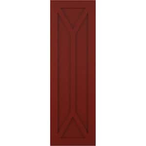 15 in. x 26 in. PVC True Fit San Carlos Mission Style Fixed Mount Flat Panel Shutters Pair in Pepper Red