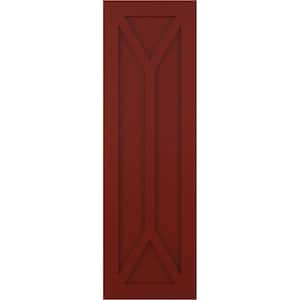 15 in. x 61 in. True Fit Flat Panel PVC San Carlos Mission Style Fixed Mount Shutters Pair in Pepper Red