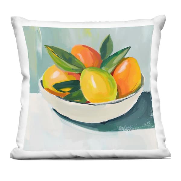 Stupell Industries Bowl of Citrus Fruit Orange Abstract Polyester 18 in. x 18 in. Throw Pillow
