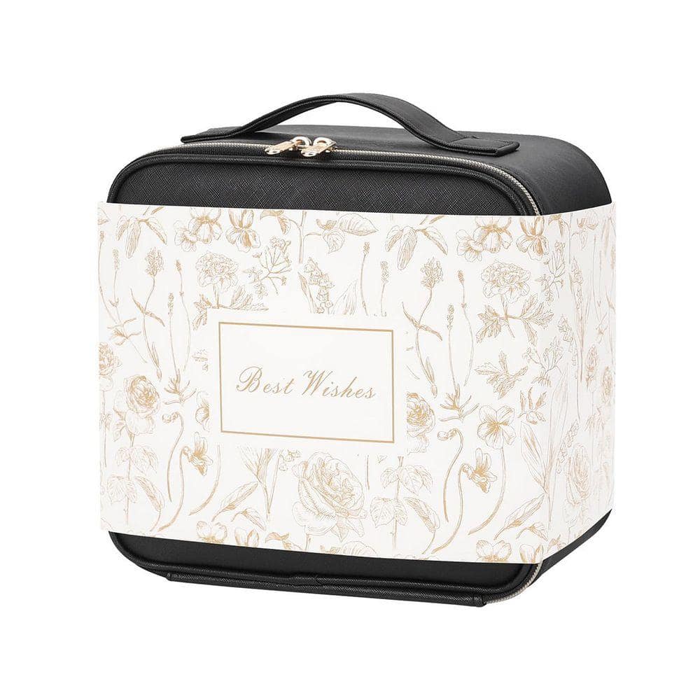 Lynzavix Black Makeup Toiletry Bag with LED Mirror, Travel