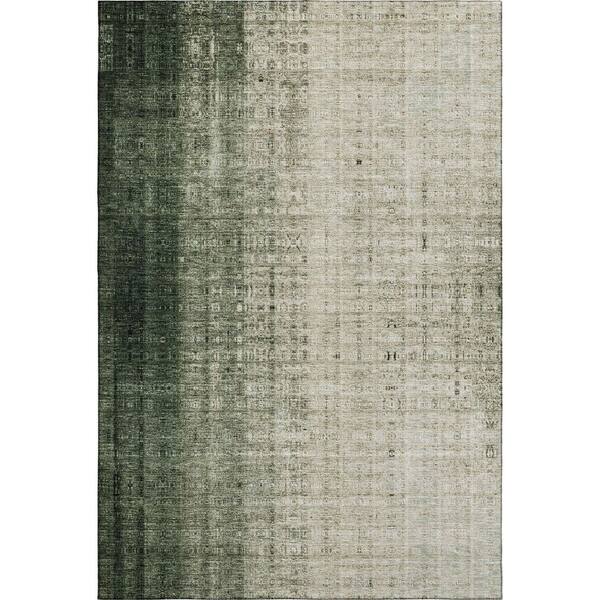 Mayfield Premium Machine Washable Abstract AMF2240 Aloe 8 ft. x 10 ft. Area Rug