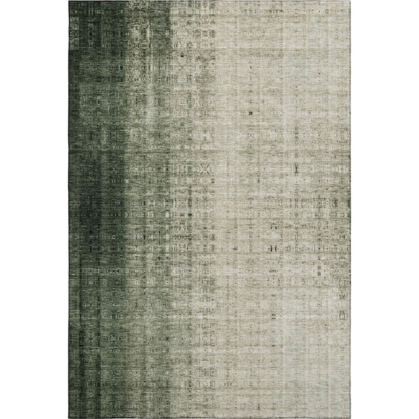 Mayfield Premium Machine Washable Abstract AMF2240 Aloe 9 ft. x 12 ft. Area Rug