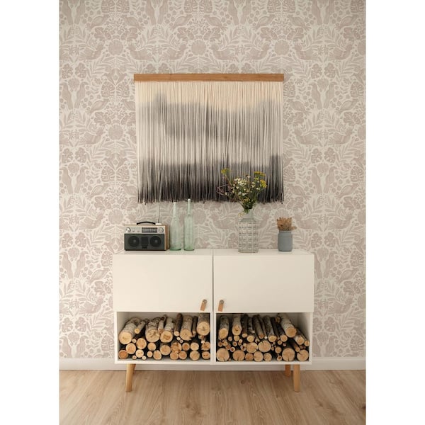 Nestle Bird Block Print Pink Nonpasted Non Woven Wallpaper