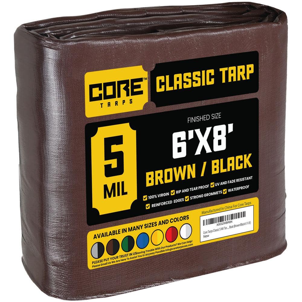 CORE TARPS 6 ft. x 8 ft. Brown and Black Polyethylene Classic 5