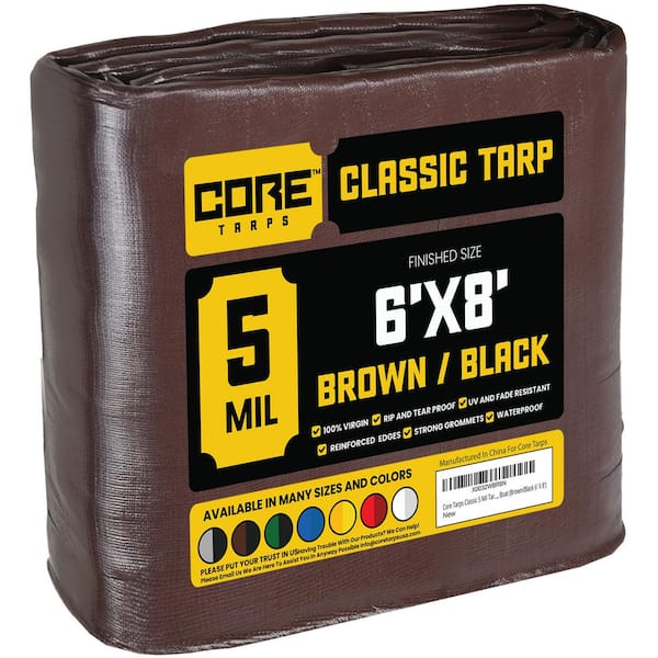 CORE TARPS 6 ft. x 8 ft. Brown and Black Polyethylene Classic 5