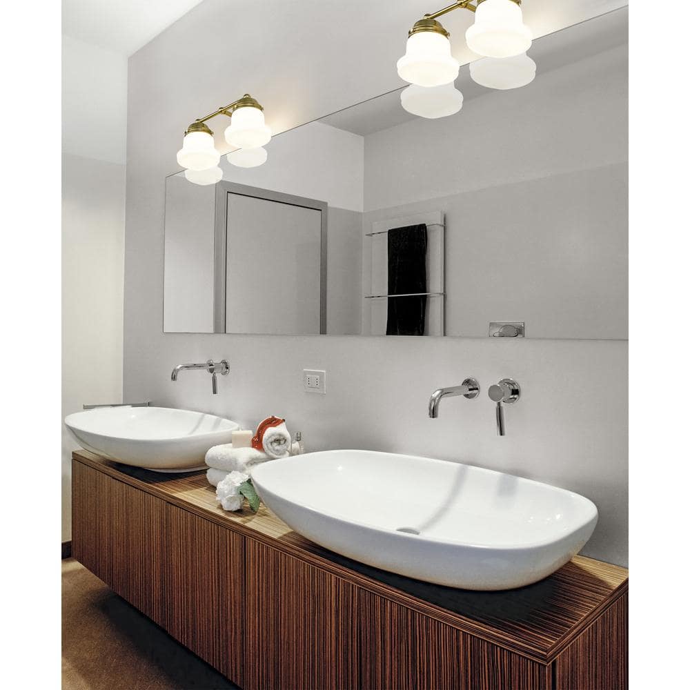 Luxe Gold 15.5" Dimmable Vanity Light with Opal Glass Shades