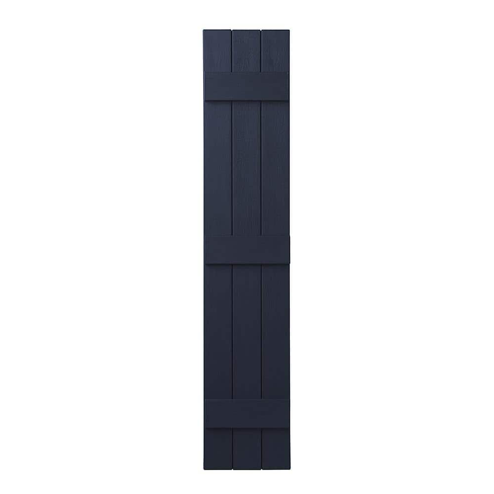 11 in. x 55 in. Polypropylene Plastic 3-Board Closed Board and Batten Shutters Pair in Dark Navy