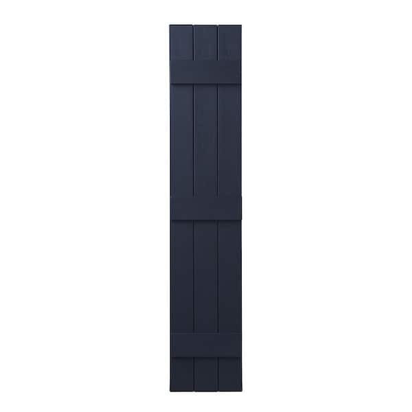Ply Gem 11 in. x 67 in. Polypropylene Plastic 3-Board Closed Board and Batten Shutters Pair in Dark Navy
