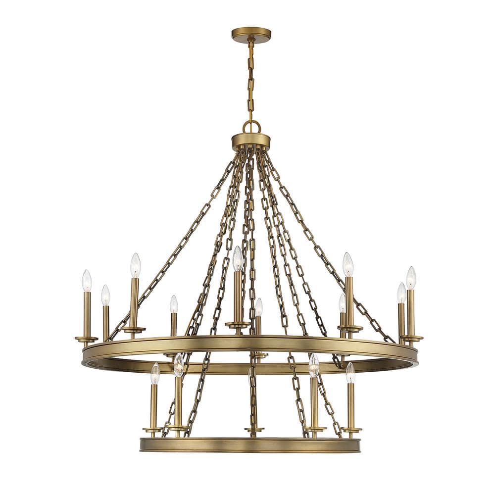 Savoy House Seville 45 in. W x 43 in. H 15-Light Warm Brass 2-Tier Open  Ring Metal Chandelier 1-4406-15-322 The Home Depot