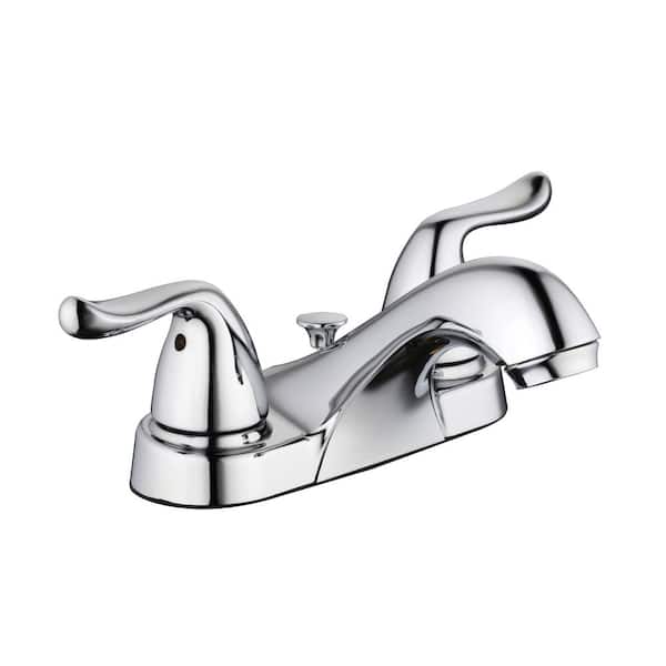 Glacier Bay Constructor 4 in. Centerset Double-Handle Low-Arc Bathroom Faucet in Polished Chrome