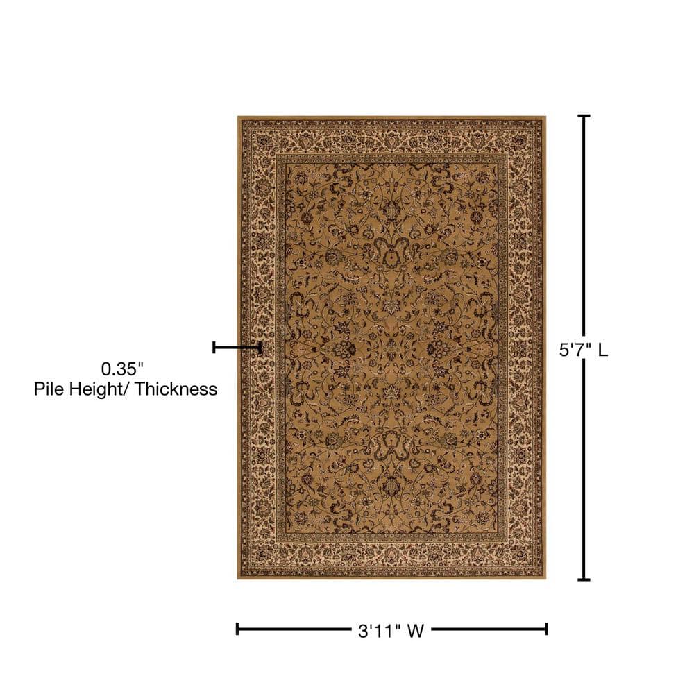 Elegant Gold Persian Classics 3'11" x 5'7" Polypropylene Area Rug