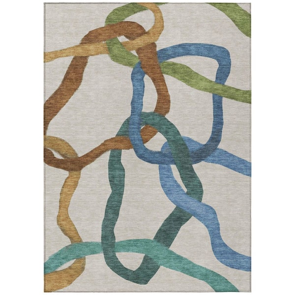 Chantille Machine Washable Indoor/Outdoor Abstract ACN2394 Beige 8 ft. x 10 ft. Area Rug