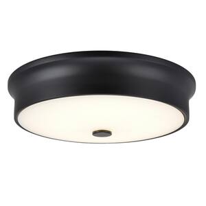 12 in. 11-Watt Black Integrated LED Ceiling Flush Mount with Frosted Glass Diffuser