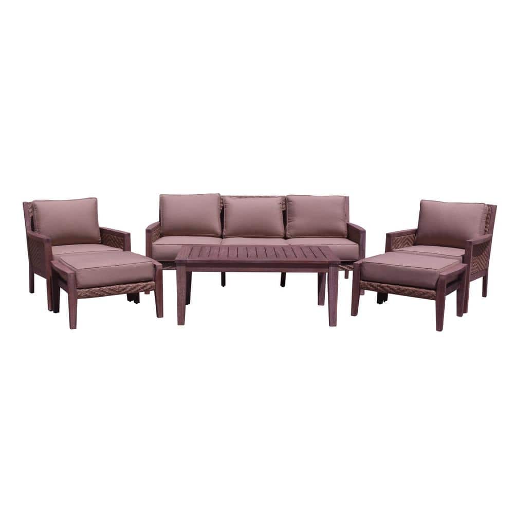Buena Vista II 6-Piece Beige Wood Sofa Set Includes: 1 Sofa, 1 Coffee Table, 2 Club Chairs and 2 Ottomans price history on PriceWatchPro
