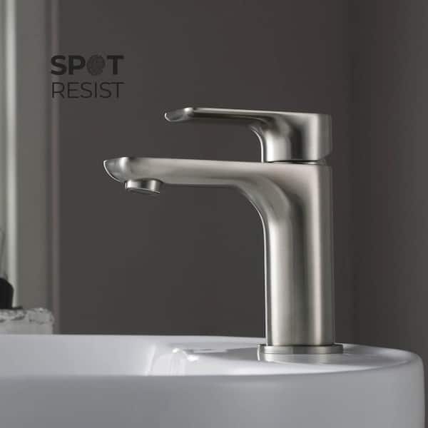 Single Handle Lever Handle Single Hole Bathroom Sink Faucet with Supply Lines and Pop-Up Drain in Brushed Nickel