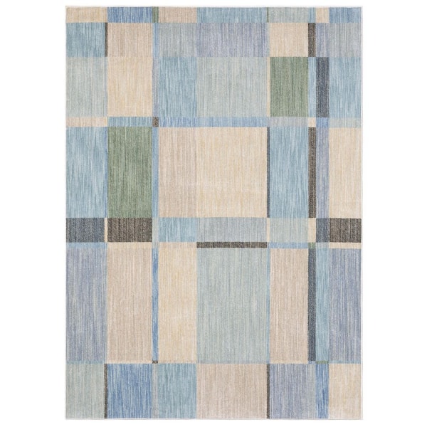 Vela Light Blue 2 ft. x 7 ft. Modern Indoor Area Rug