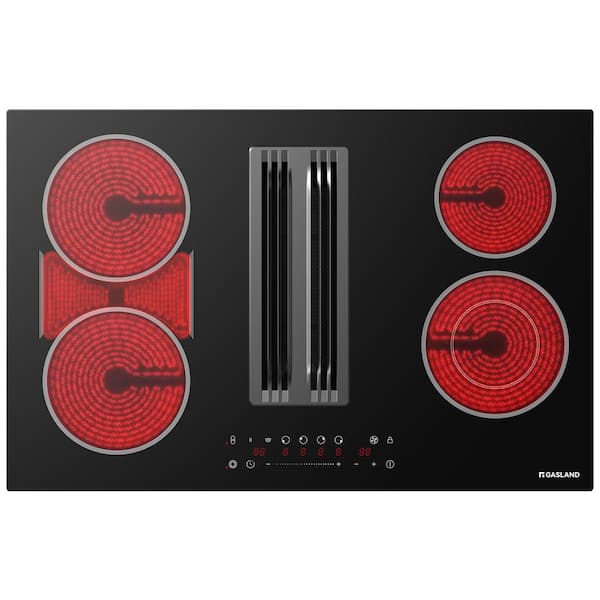 4 Burners Radiant Electric Cooktop with 330 CFM Downdraft, 220V