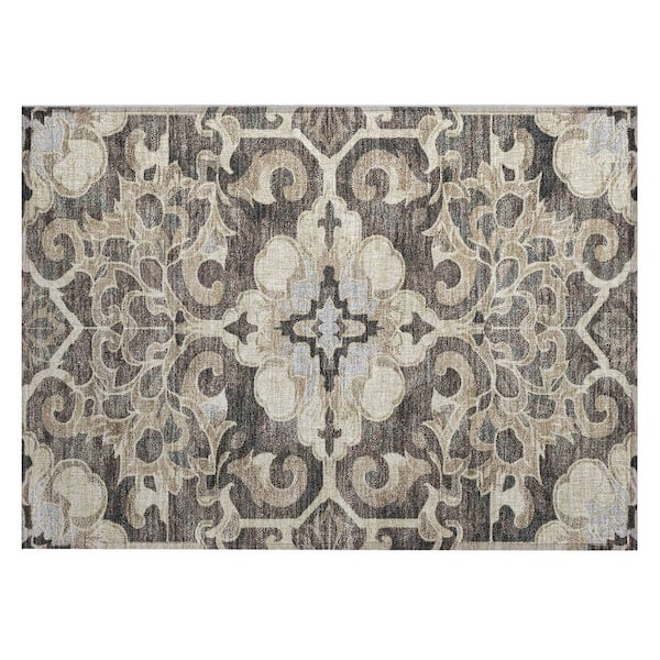 Chantille Machine Washable Indoor/Outdoor Abstract ACN1947 Chocolate 2 ft. x 3 ft. Accent Rug