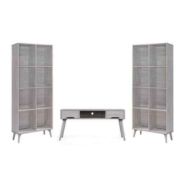 Noble House Chesline 3-Piece Grey Oak Entertainment Center Fits TVs Up to 49 in.