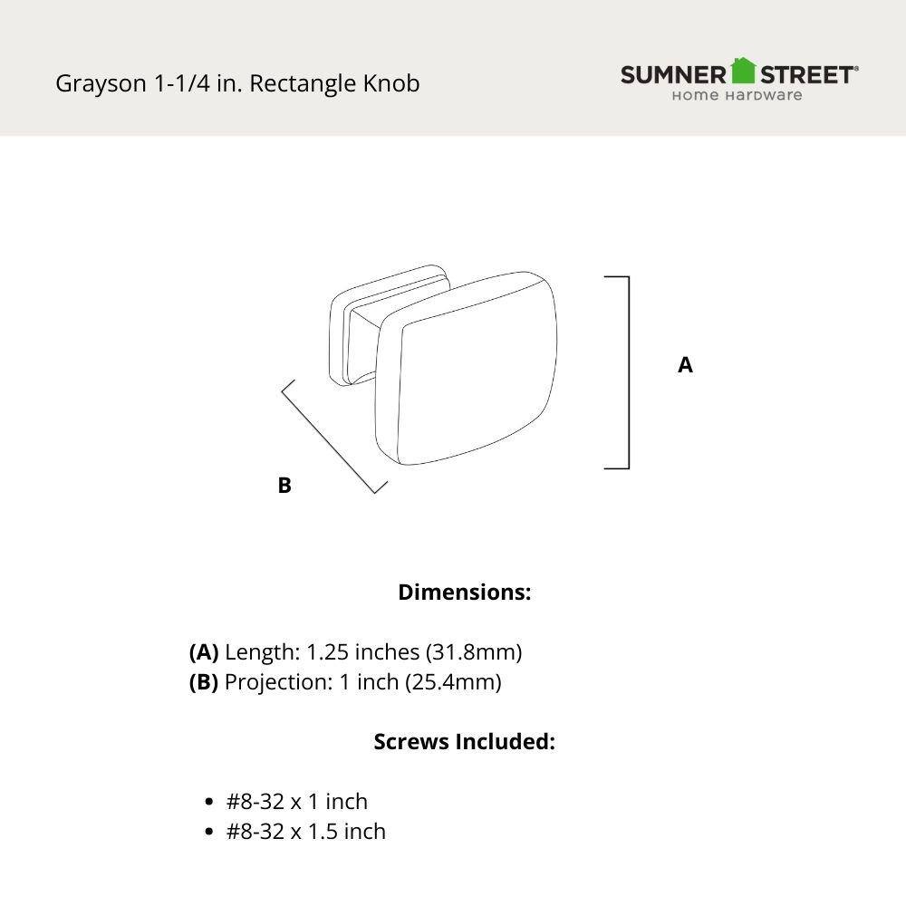 Grayson Oil Rubbed Bronze Rectangular Cabinet Knob with Mounting Hardware