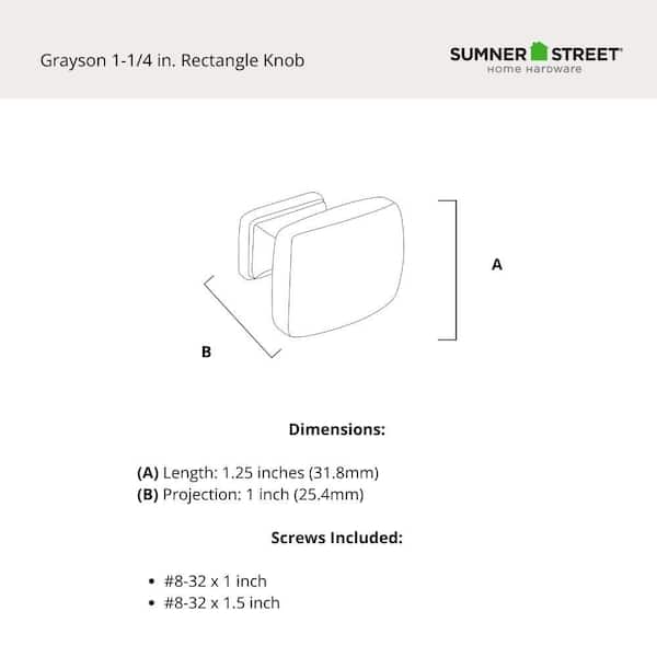 Grayson 1-1/4 in. Satin Nickel Rectangle Cabinet Knob Grayson 1-1/4 in. Satin Nickel Rectangle Cabinet Knob