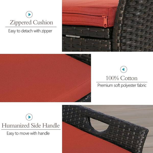 TIRAMISUBEST Wicker Outdoor Storage Stool Storage Bench Deck