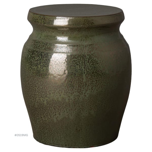 Emissary Koji 22 in. H Metallic Green Round Ceramic Garden Stool