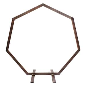 86.3 in. x 88.2 in. Wooden Wedding Arch Heptagonal Backdrop Stand Frame Arbor with Base