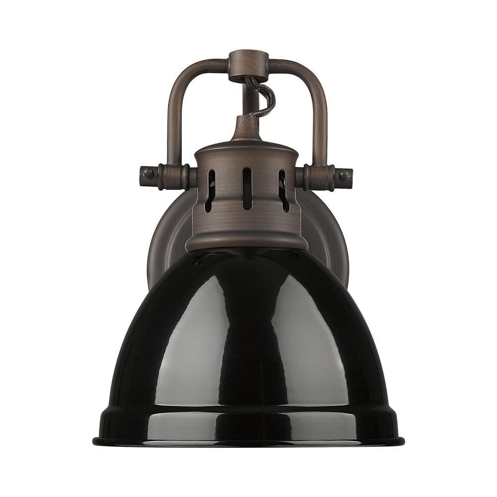 Duncan 8.25 in. 1-Light Rubbed Bronze Vanity Light with Black Shade price history on PriceWatchPro