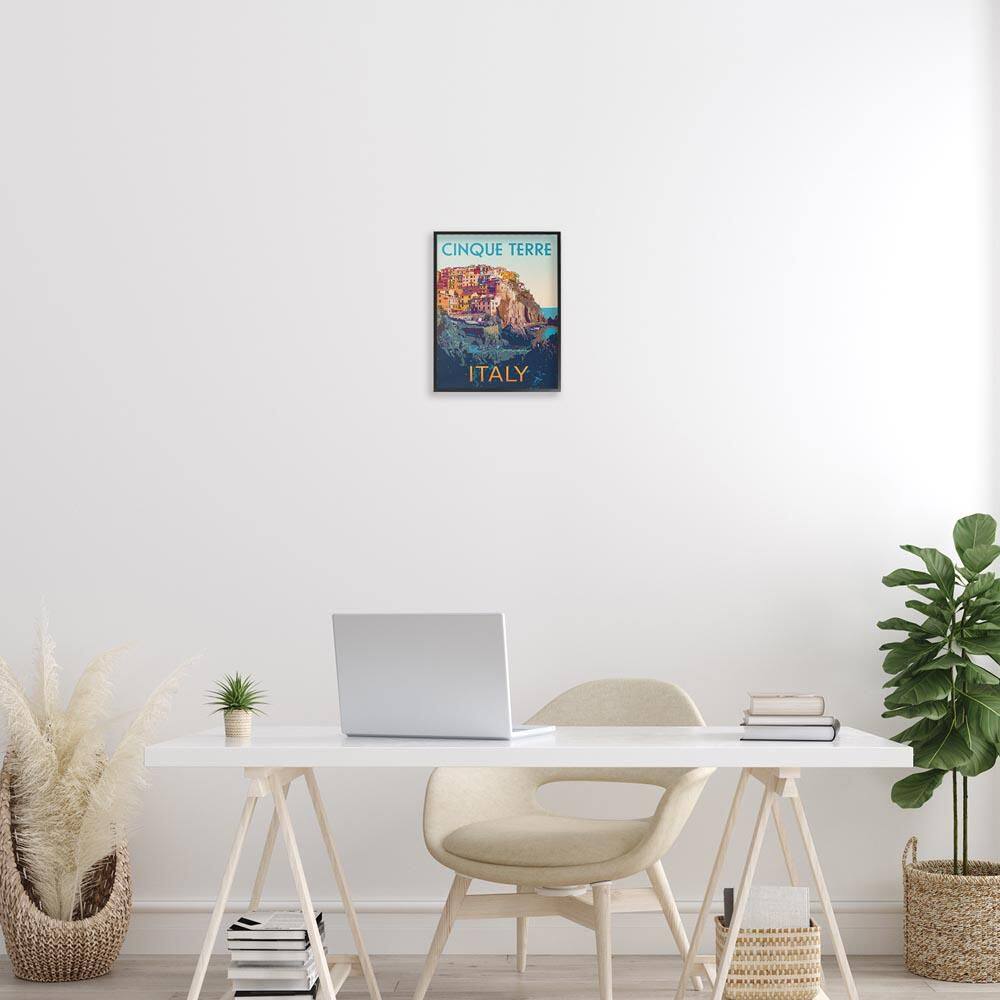 Italian Coast Cityscape by Victoria Barnes Black Framed Abstract Giclee Art Print 14 in. x 11 in. price history on PriceWatchPro