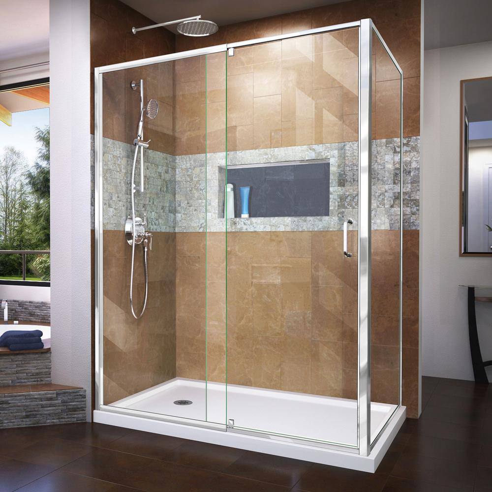 DreamLine Flex 60 in. W x 36 in. D x 74.75 in. Framed Pivot Shower ...