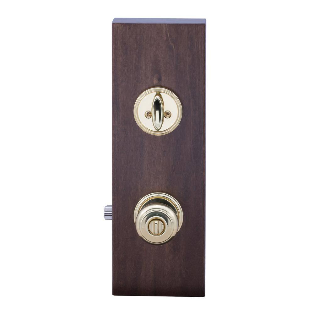 Colonial Polished Brass Entry Door Knob and Deadbolt Set