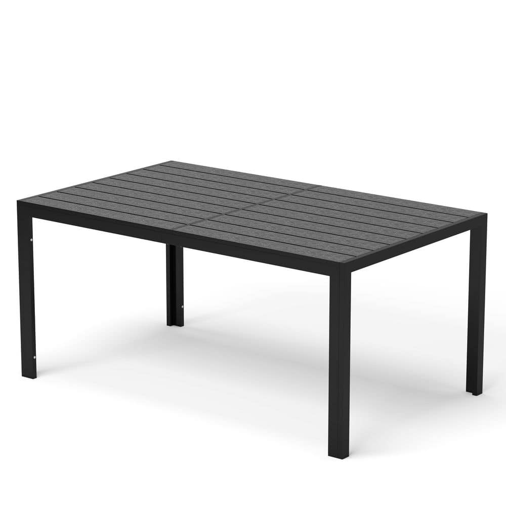 Patio Dining Table for 4-6 Person Outdoor Patio Table 59 in.Weather Resistant Rectangular Table for Deck Garden Backyard