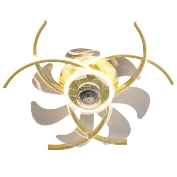 Unbranded 20.5 in Indoor Integrated LED Lighted Modern Gold Ceiling Fan, 48-Watt Dimmable Low Noise, 6-Speed Smart Electric Fan