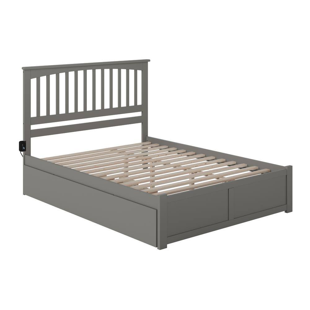 Atlantic Furniture Mission Grey Queen Platform Bed with Footboard and ...