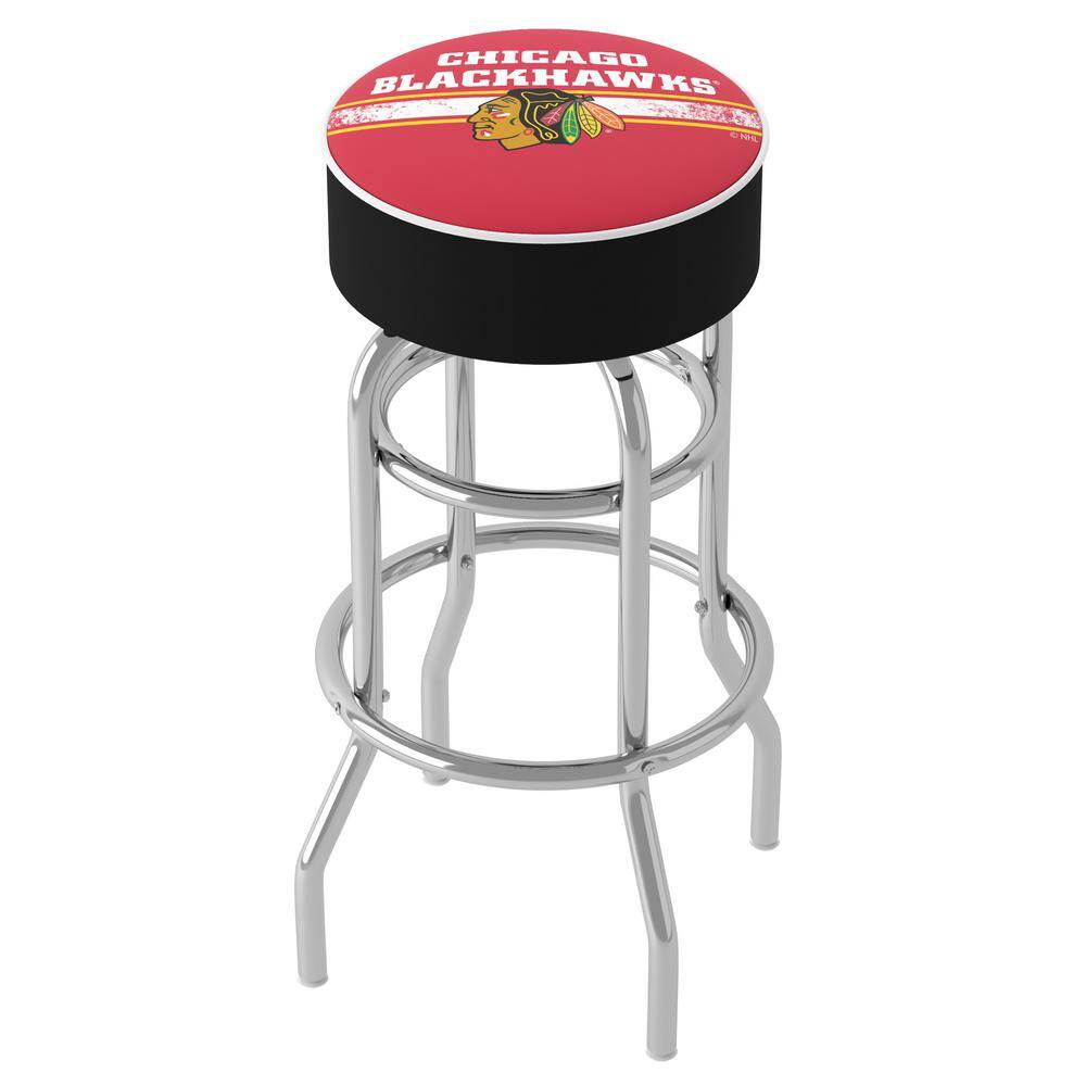 Chicago Blackhawks Logo 31 in. Red Backless Metal Bar Stool with Vinyl Seat