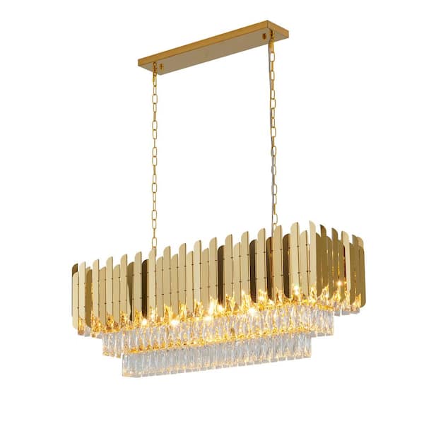 Unbranded Kynoh 12-Light Gold Stainless Steel Chandelier With Clear Crystal