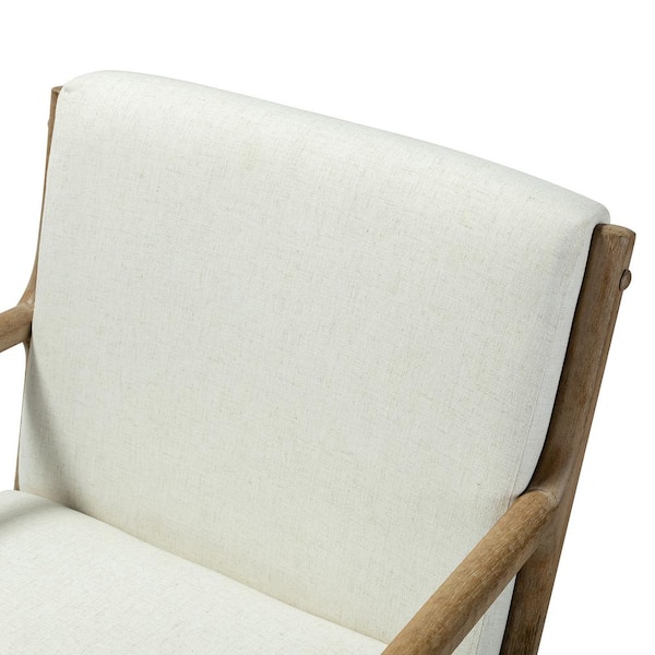 JAYDEN CREATION Celipe Linen Rocking Chair with Lumbar Pillow Set