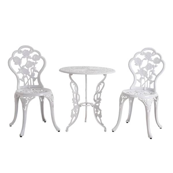 Sunjoy Rosalind White 3-Piece Metal Outdoor Patio Bistro Set