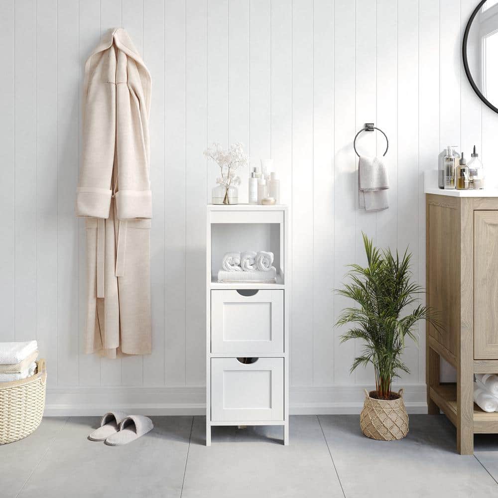 Dune 12 in. W x 12 in. D x 34 in. H Engineered Wood Linen Freestanding Linen Cabinet in White price history on PriceWatchPro