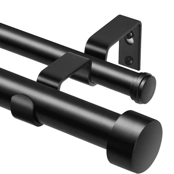 72-144in Black Heavy-Duty Double Curtain Rod with End Caps UM1DFFA7 ...