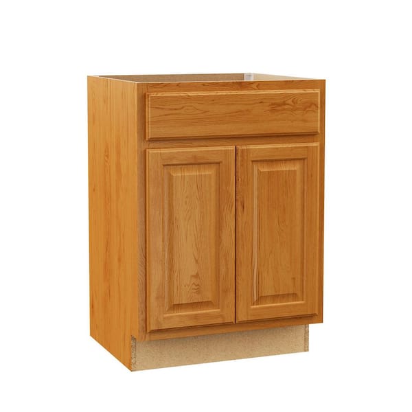 Hampton 24 in. W x 21 in. D x 34.5 in. H Assembled Bath Sink Base Cabinet in Medium Oak