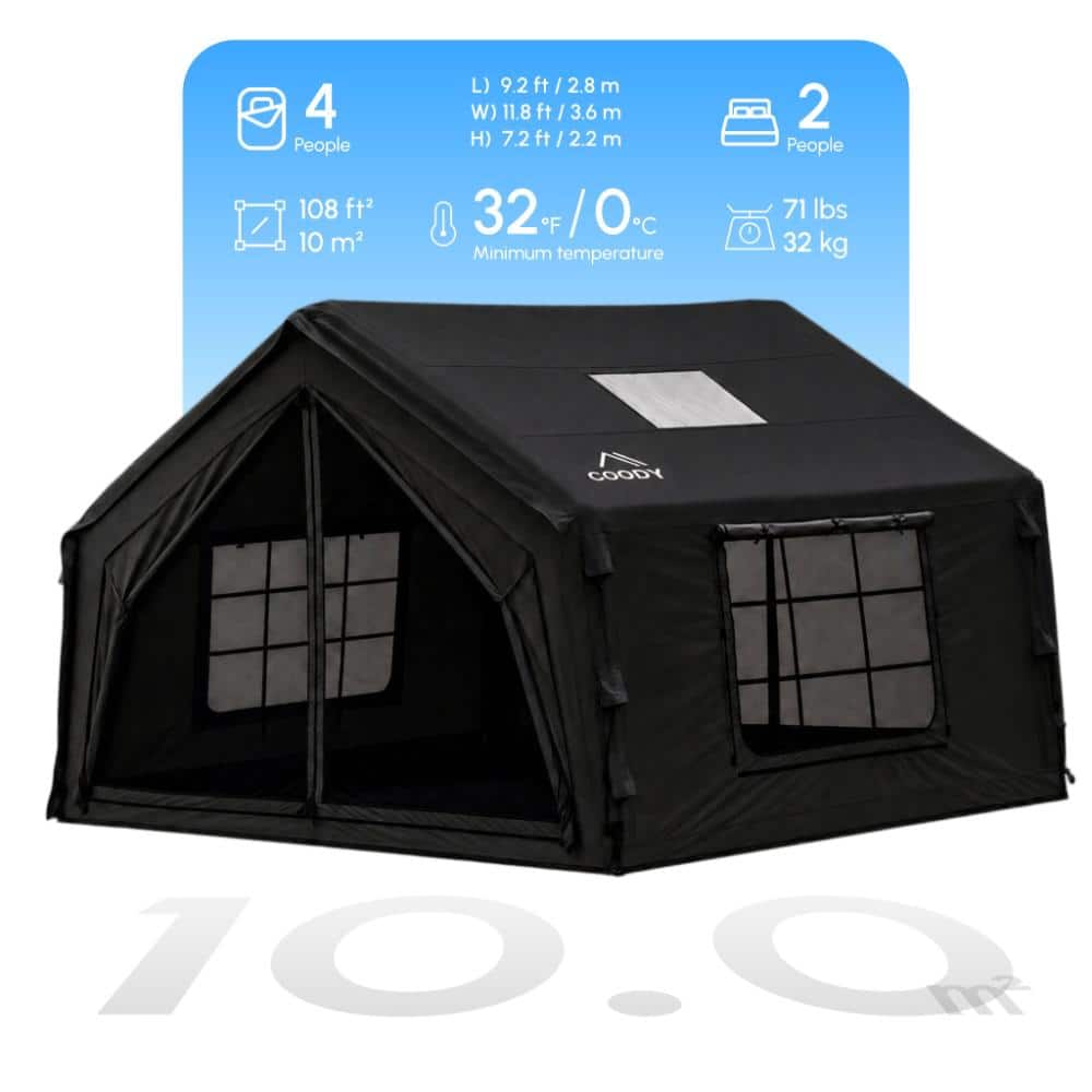 8 ft. x 11 ft. Inflatable Tent Glamping Tents for 4 Person EasySetup 4 Season Waterproof Outdoor Tent