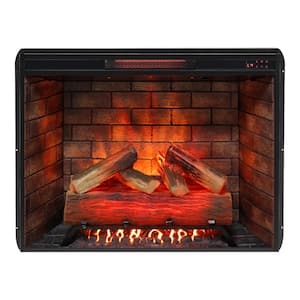 33 in. Infrared Electric Fireplace Insert in Black, Touch Panel Home Decor Heater, Smokeless Firebox With Trim Kit