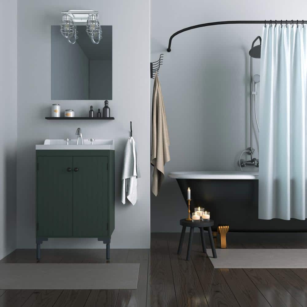 Chrome 2-Light Industrial Vanity Fixture with Caged Shades