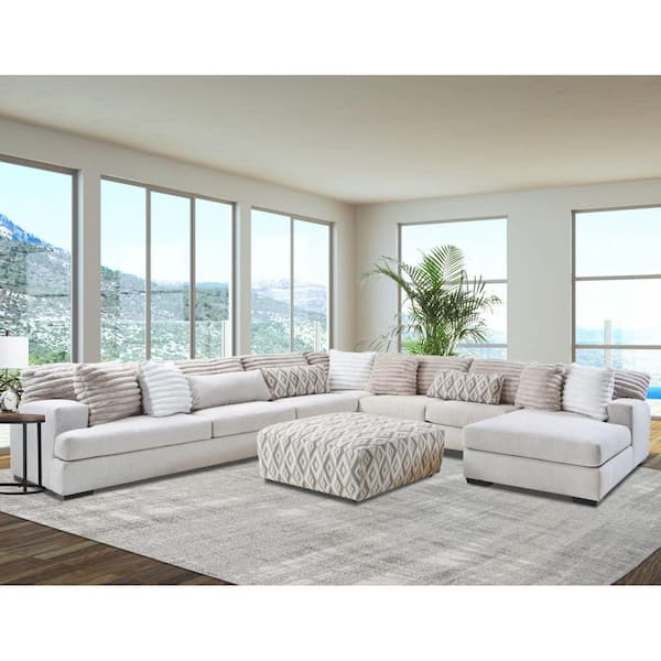 Bronco Devon Taupe Polyester Square Accent Ottoman